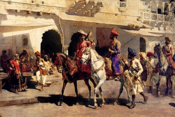 Edwin Lord Weeks Painting - Leaving For The Hunt At Gwalior Persian Egyptian Indian Edwin Lord Weeks
